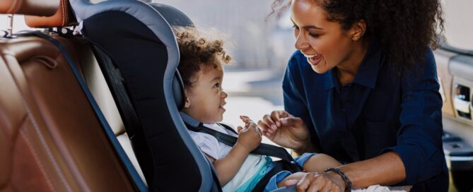 a child wearing a seat belt